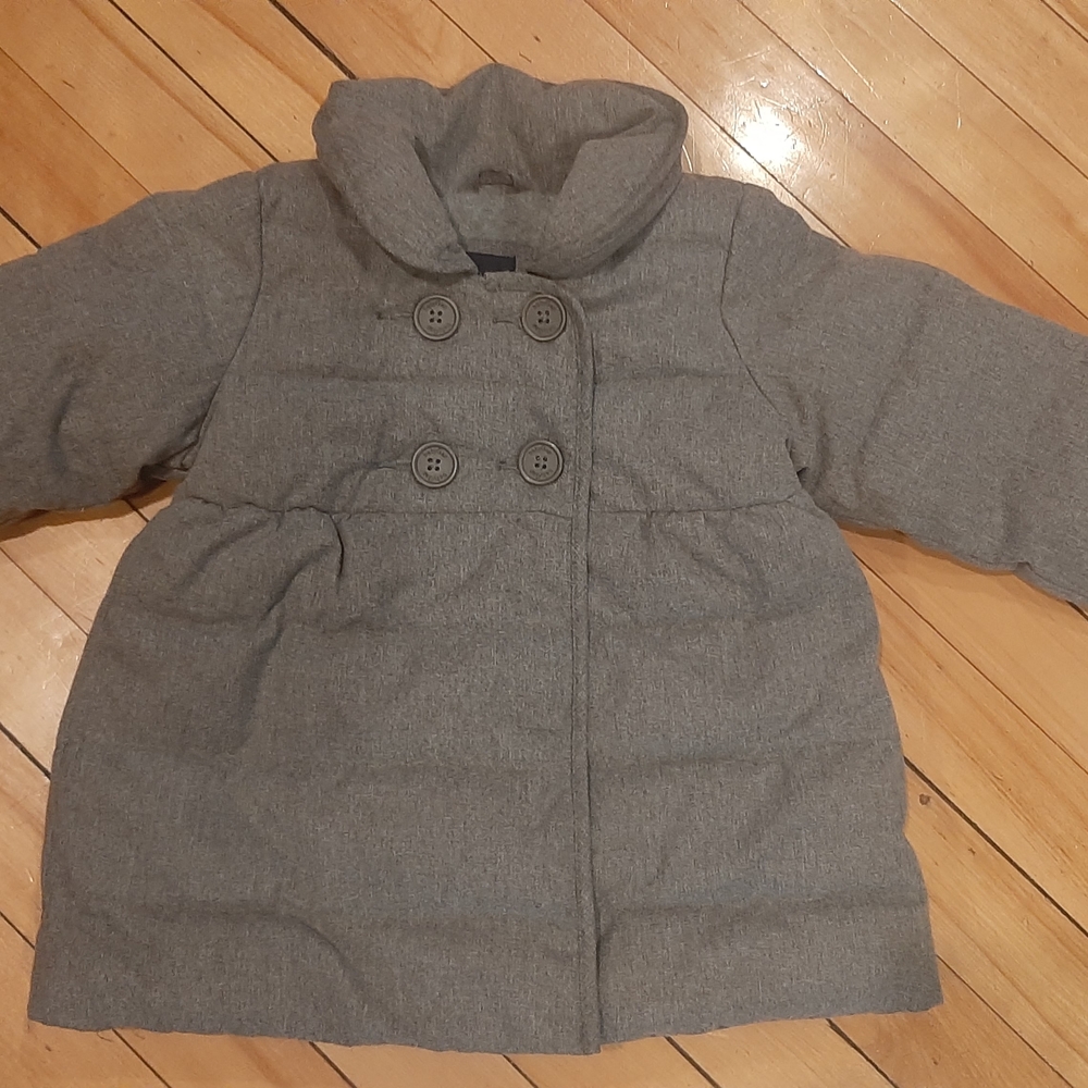 GAP Gray Puffer Jacket with Plush Collar